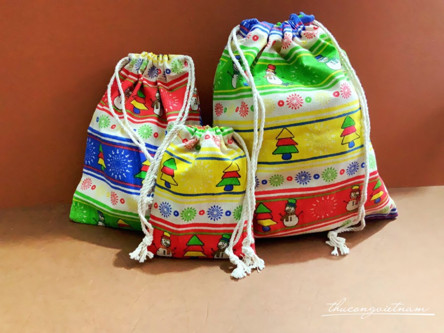 Set 3 túi rút vải bố - Người tuyết 3 màu